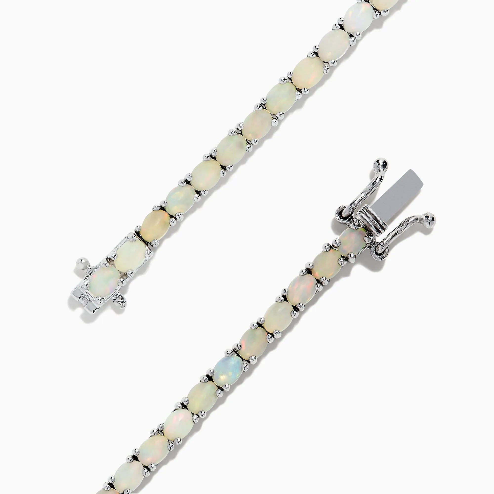 925 Sterling Silver Opal Tennis Bracelet, 4.50 TCW