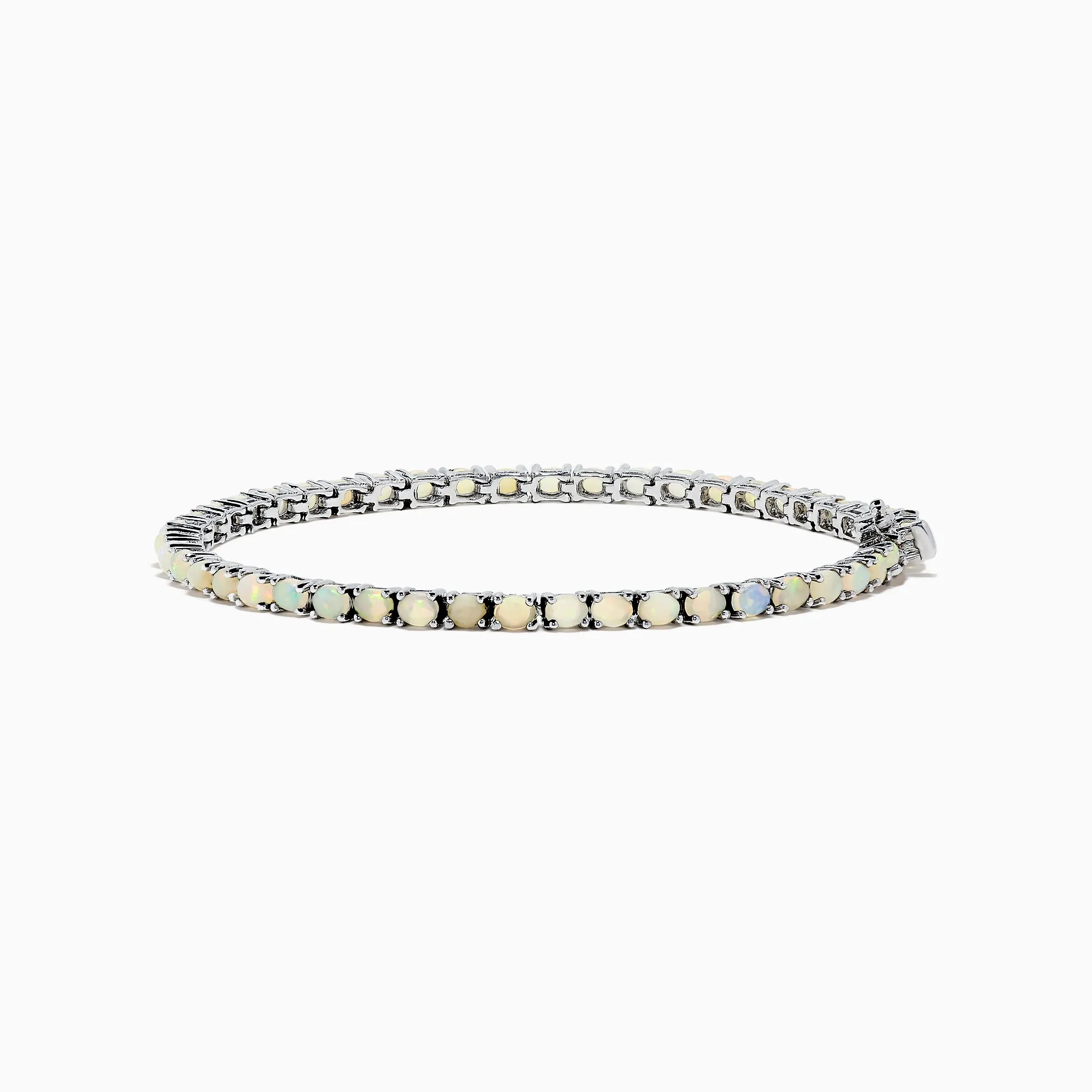 925 Sterling Silver Opal Tennis Bracelet, 4.50 TCW