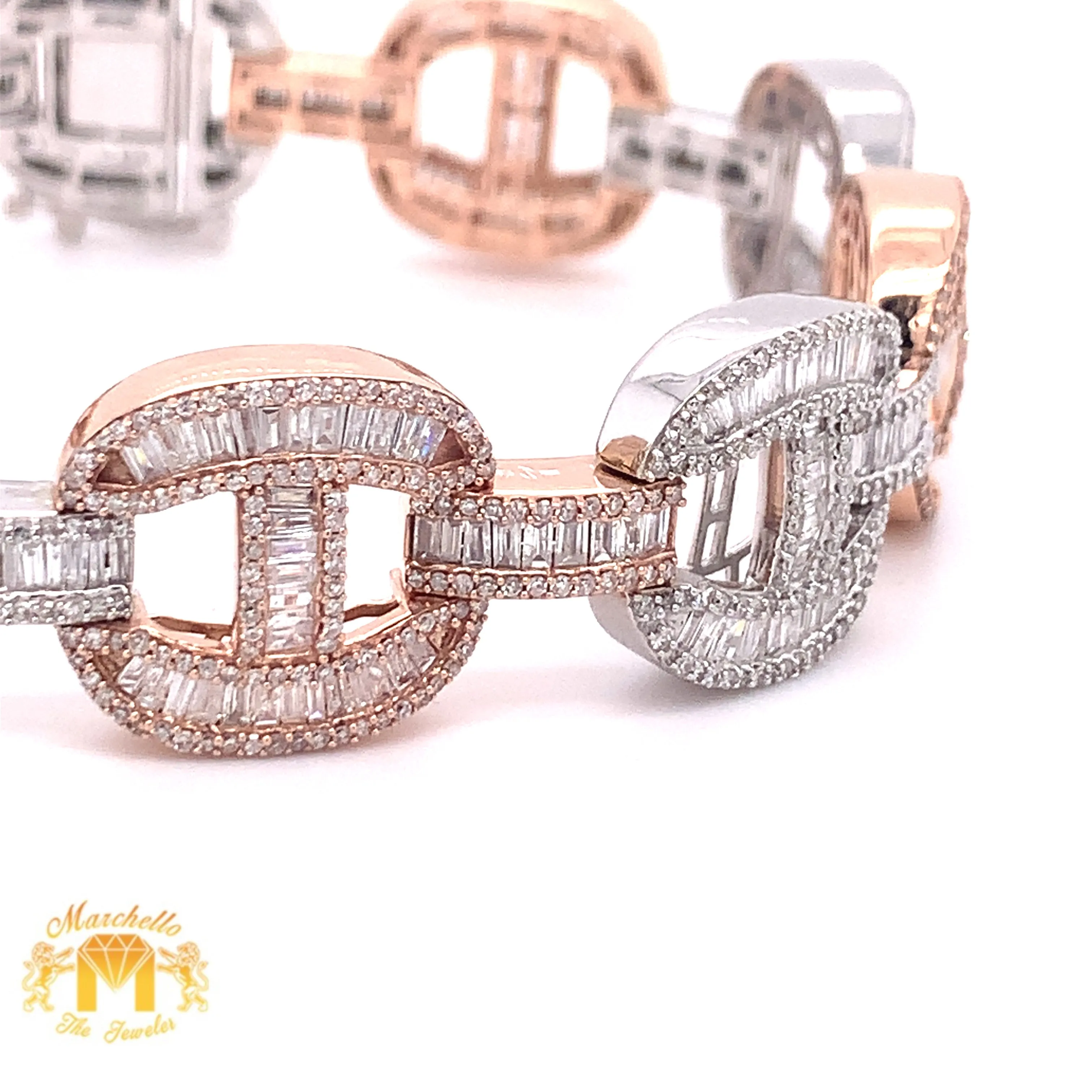 9.56ct Baguette & Round Diamond and 14k Gold Mariner Link Bracelet