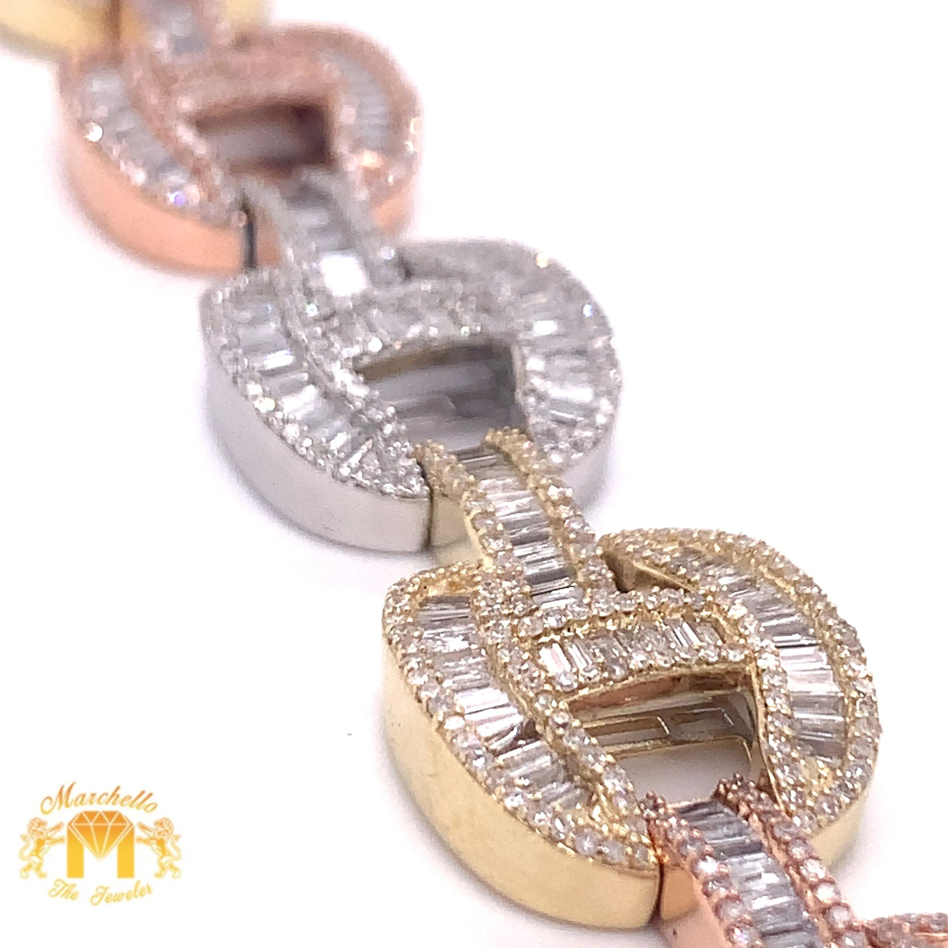 9.56ct Baguette & Round Diamond and 14k Gold Mariner Link Bracelet