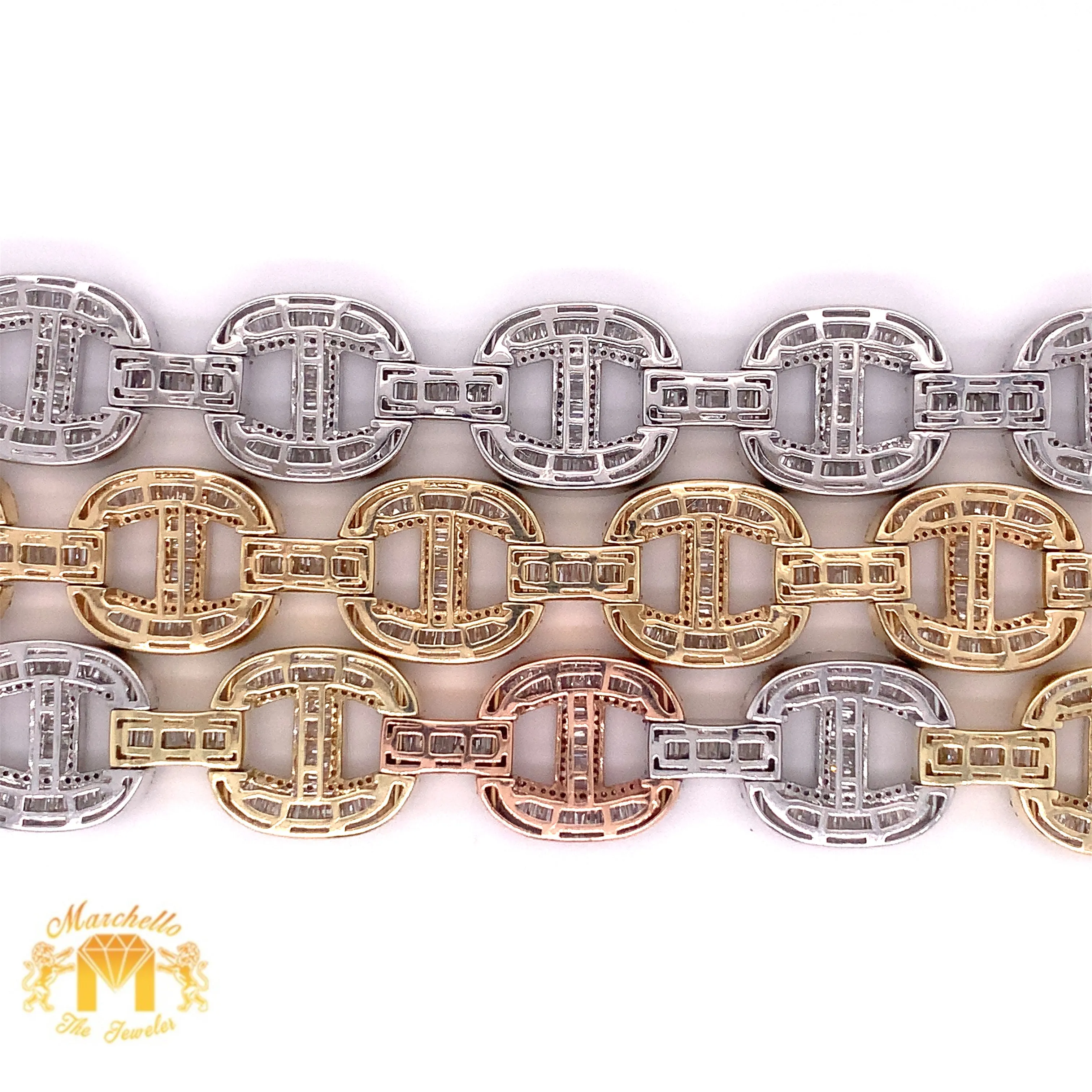 9.56ct Baguette & Round Diamond and 14k Gold Mariner Link Bracelet