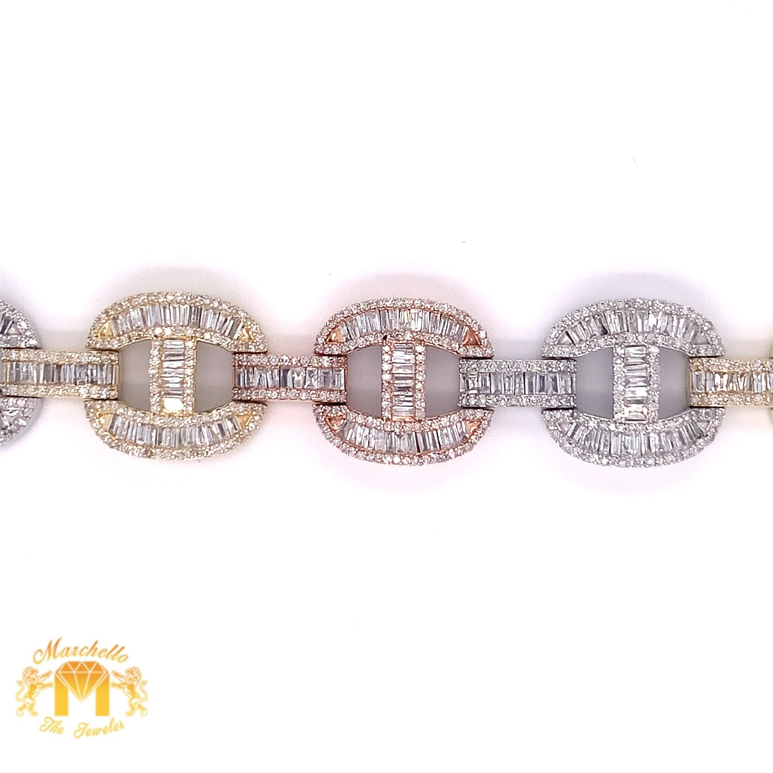 9.56ct Baguette & Round Diamond and 14k Gold Mariner Link Bracelet