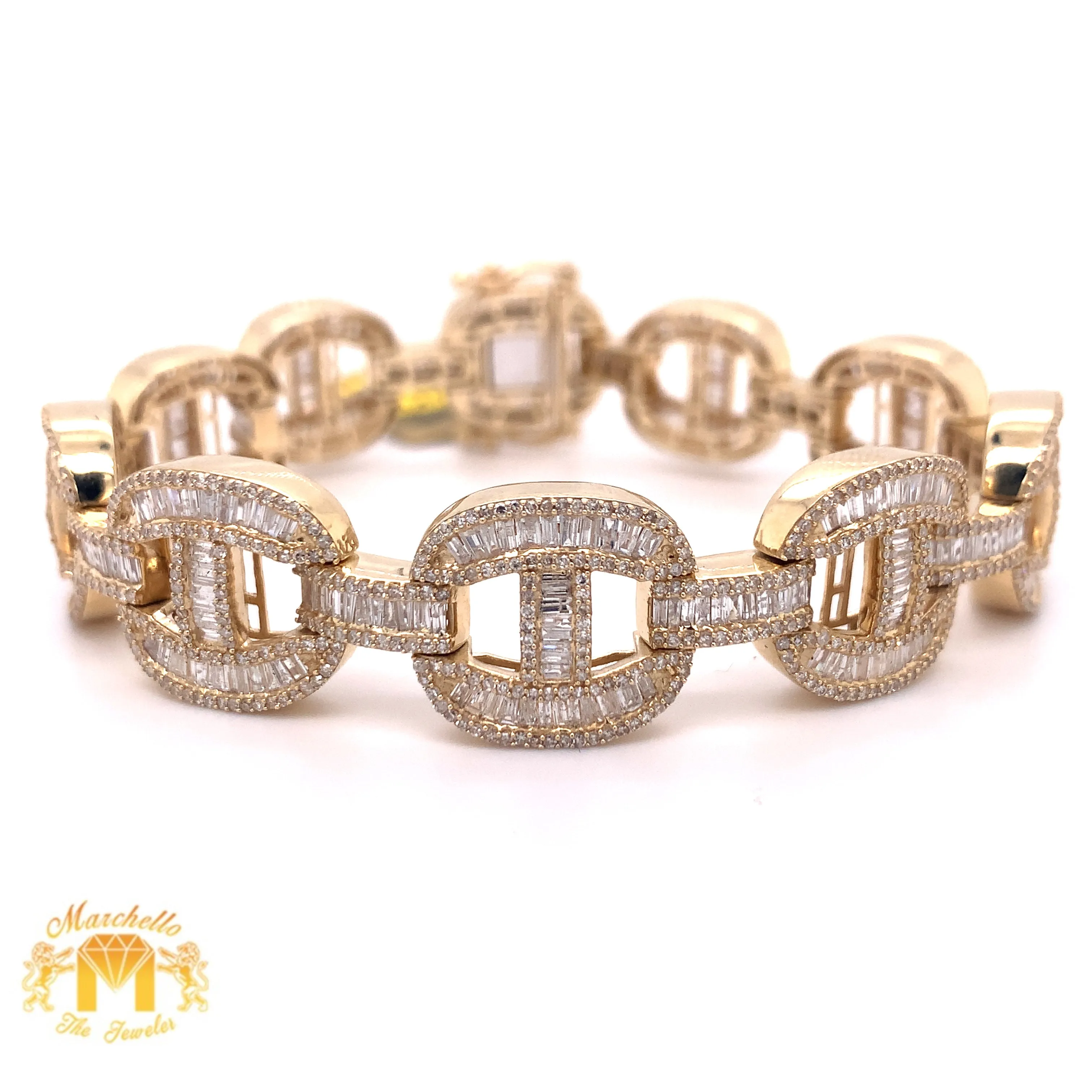 9.56ct Baguette & Round Diamond and 14k Gold Mariner Link Bracelet