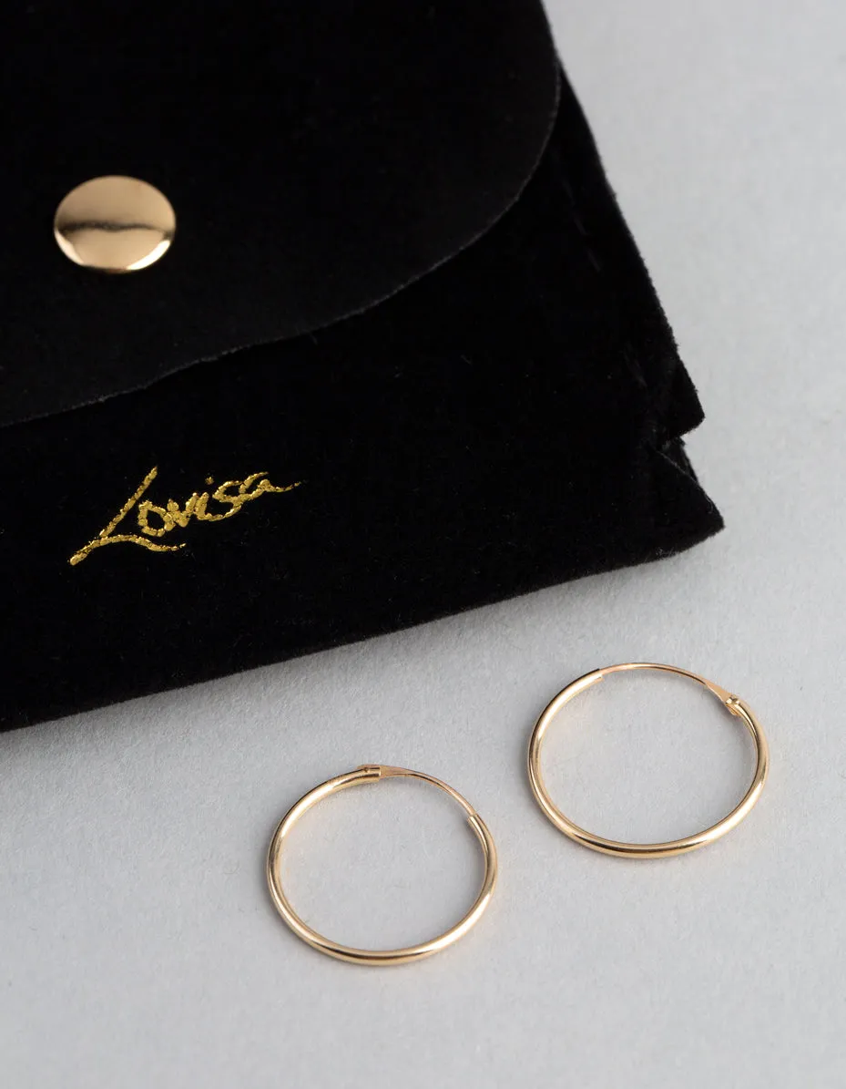 9ct Gold 18mm Fine Hoop Earrings