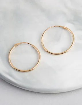 9ct Gold 18mm Fine Hoop Earrings