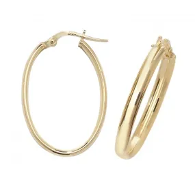 9ct Gold Oval Hoop Earrings ER958