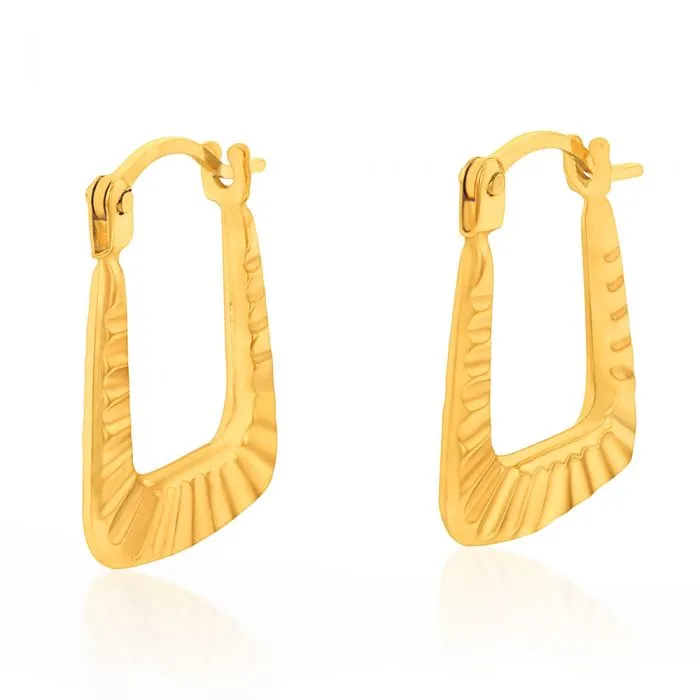 9ct Yellow Gold Ribbed Handbag Creole Earrings