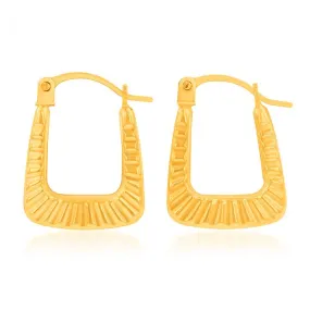 9ct Yellow Gold Ribbed Handbag Creole Earrings