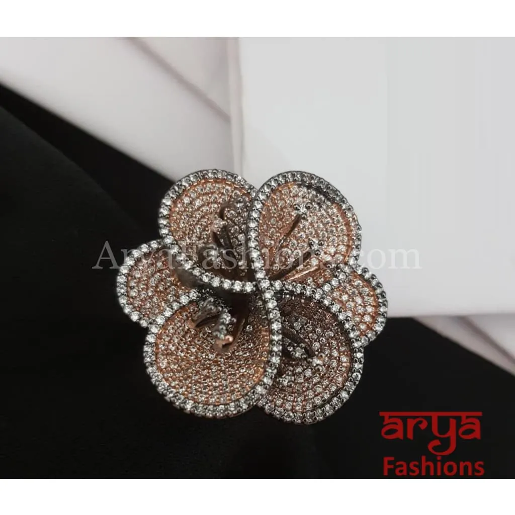 Aashiya Cubic Zirconia Rose Gold Victorian Ring