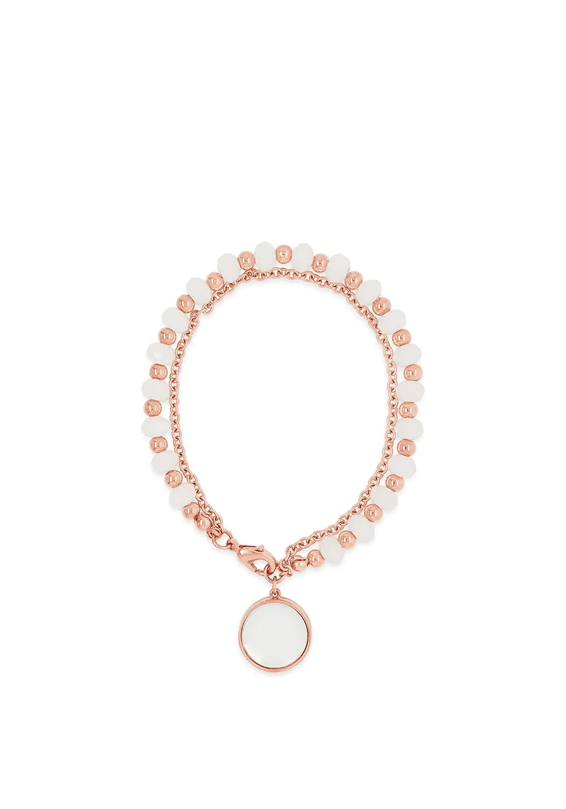 Absolute Layered White Opal Bead Bracelet, Rose Gold