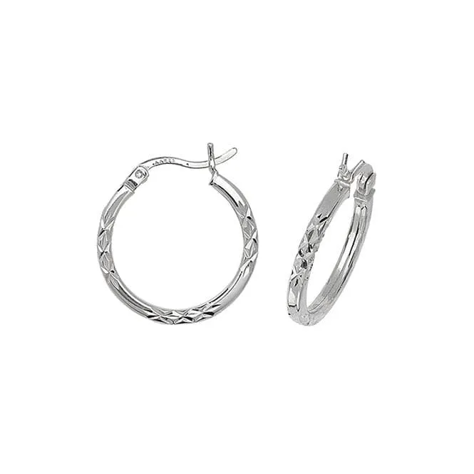 Acotis Silver Hoop Earrings Dia Cut G5723