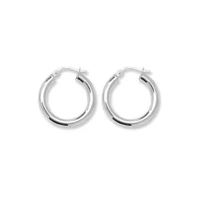 Acotis Silver Hoop Earrings Plain G5964