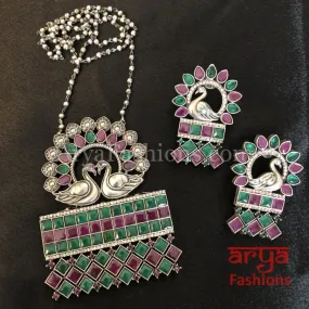 Aditi White and Colored stones Pendant Tribal Necklace