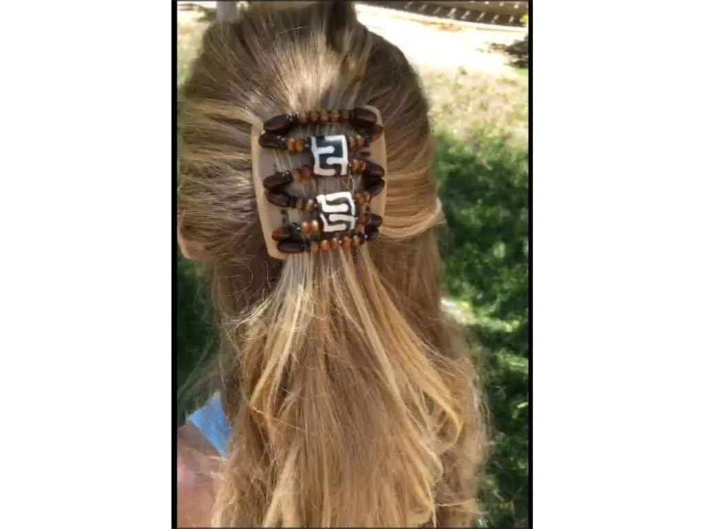 African Butterfly Chameleon Hair Comb - Beada Brown 70