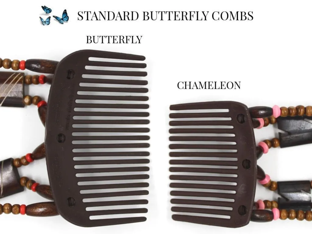 African Butterfly Thick Hair Comb - Gemstone Brown 65