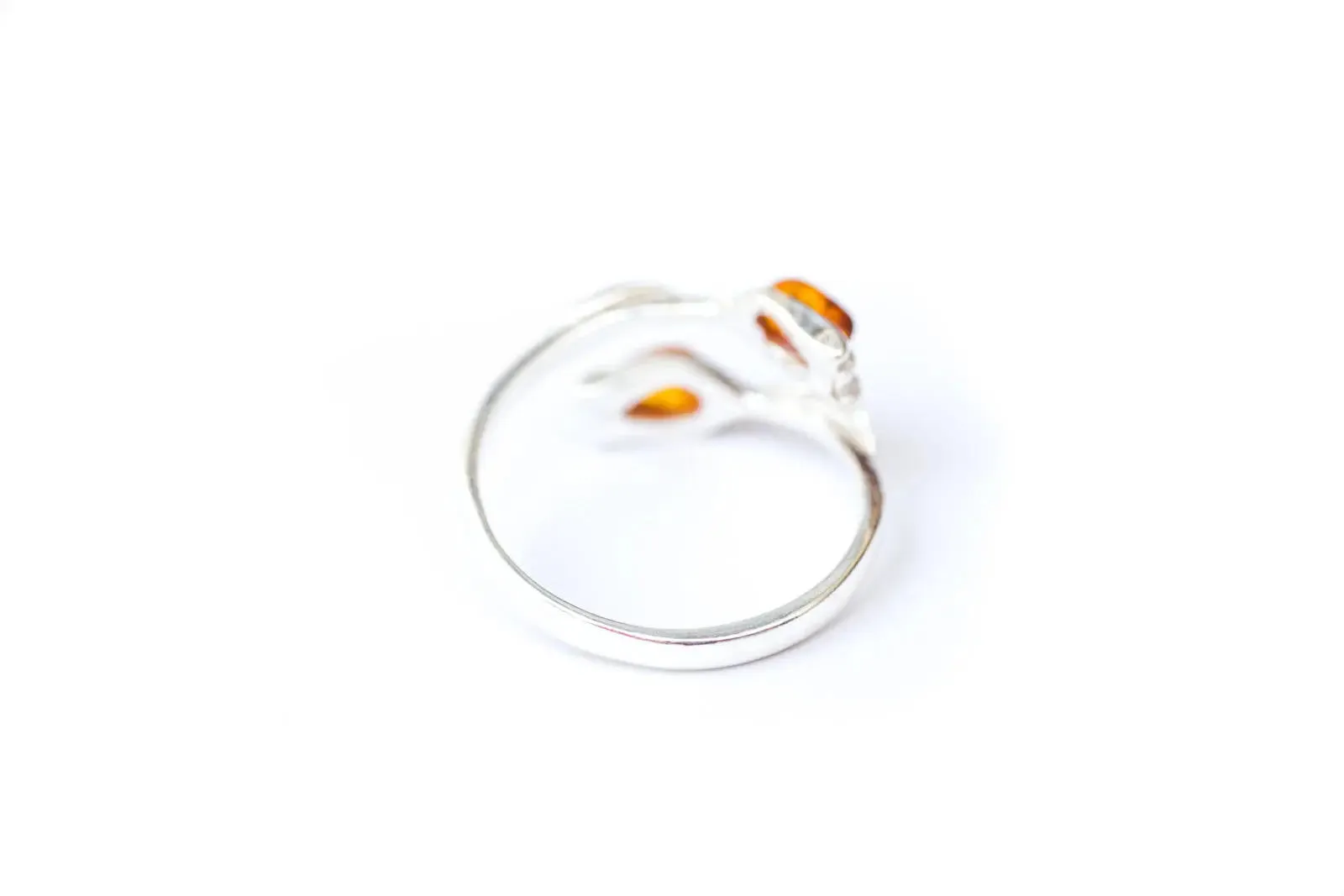 Amber Tulip Ring - Handcrafted Sterling Silver with Baltic Amber