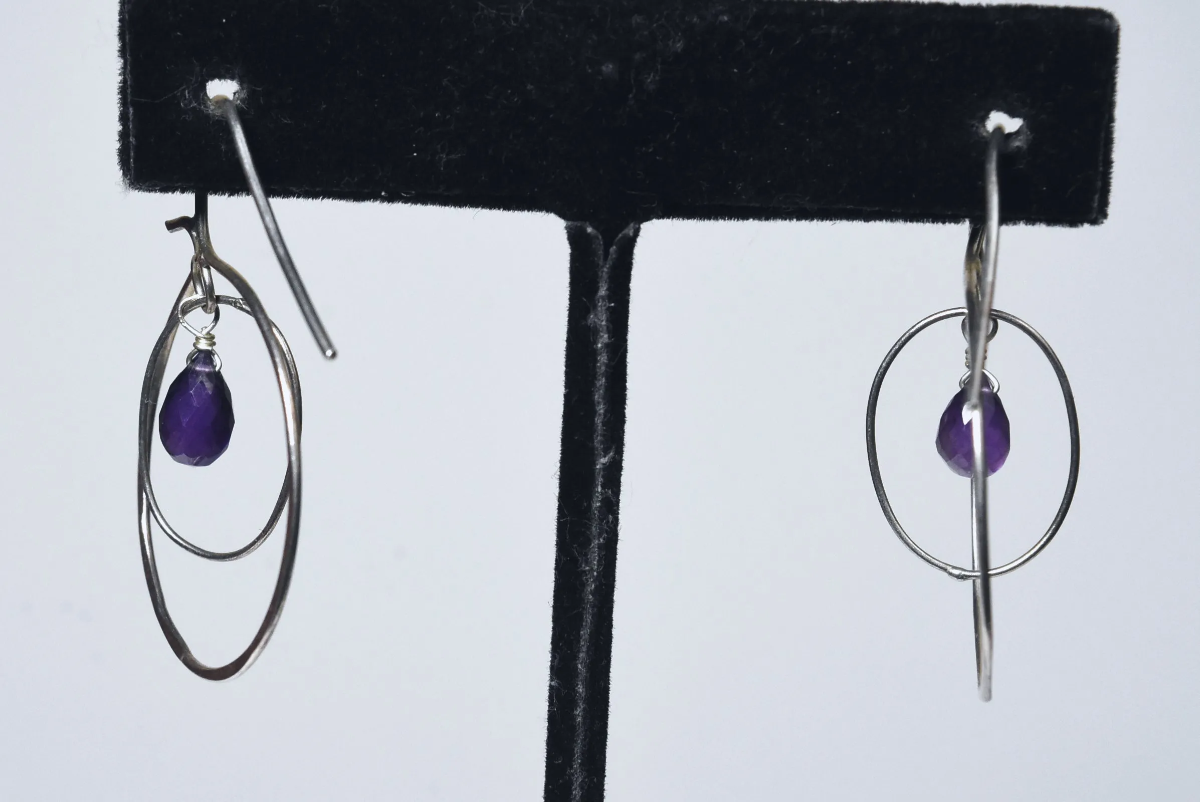 Amethyst Dangle Hoop Inside Hoop Earrings