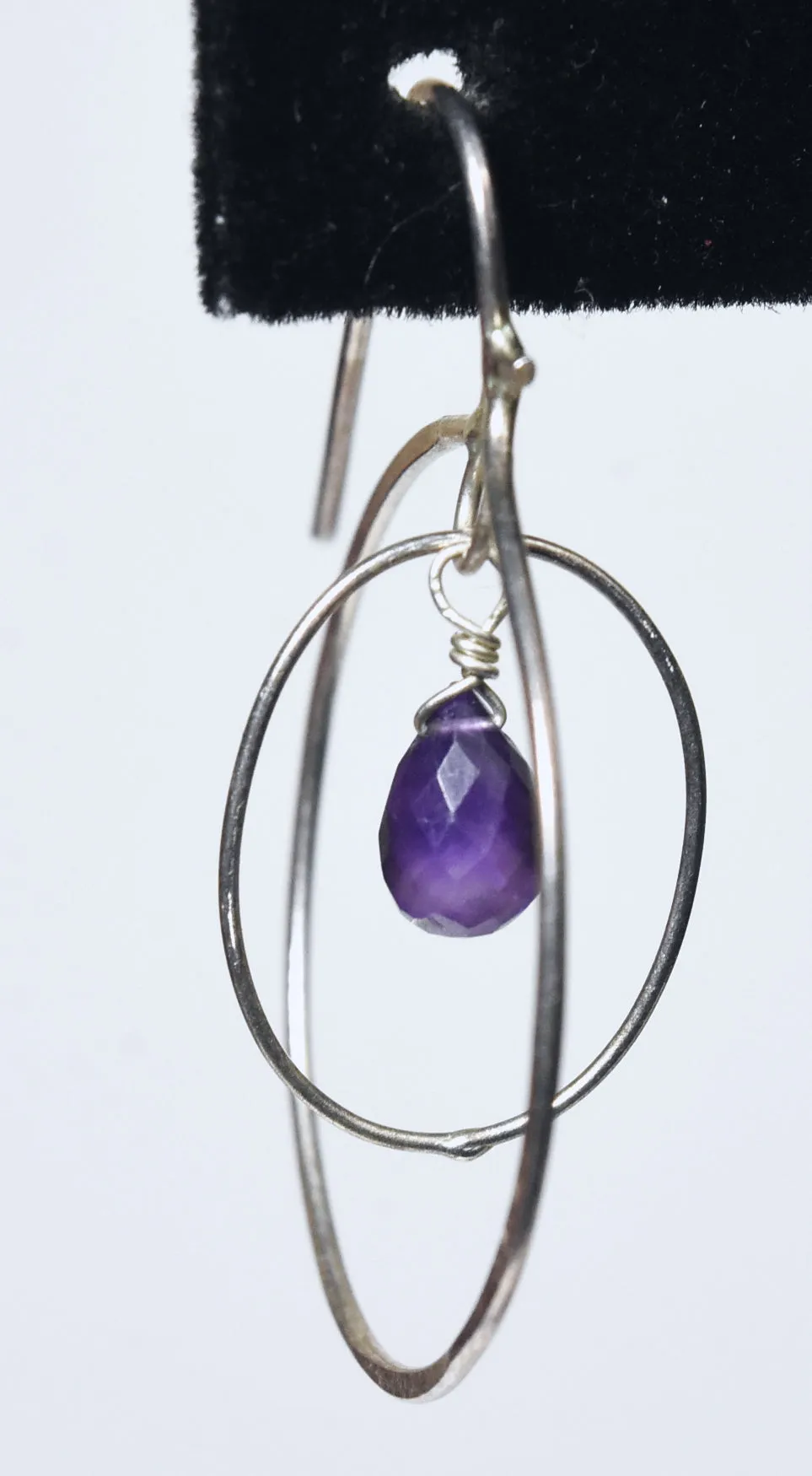 Amethyst Dangle Hoop Inside Hoop Earrings