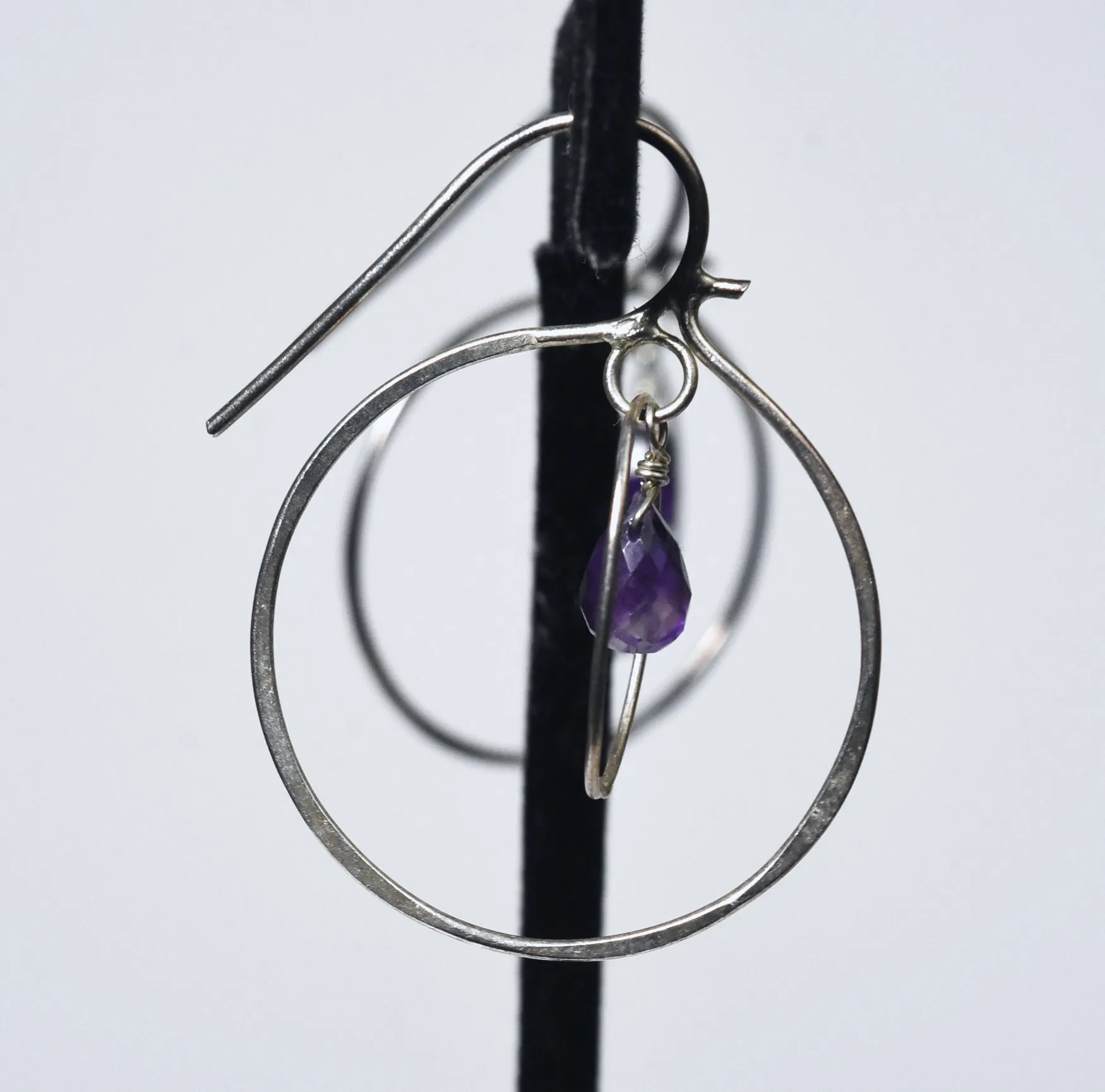 Amethyst Dangle Hoop Inside Hoop Earrings