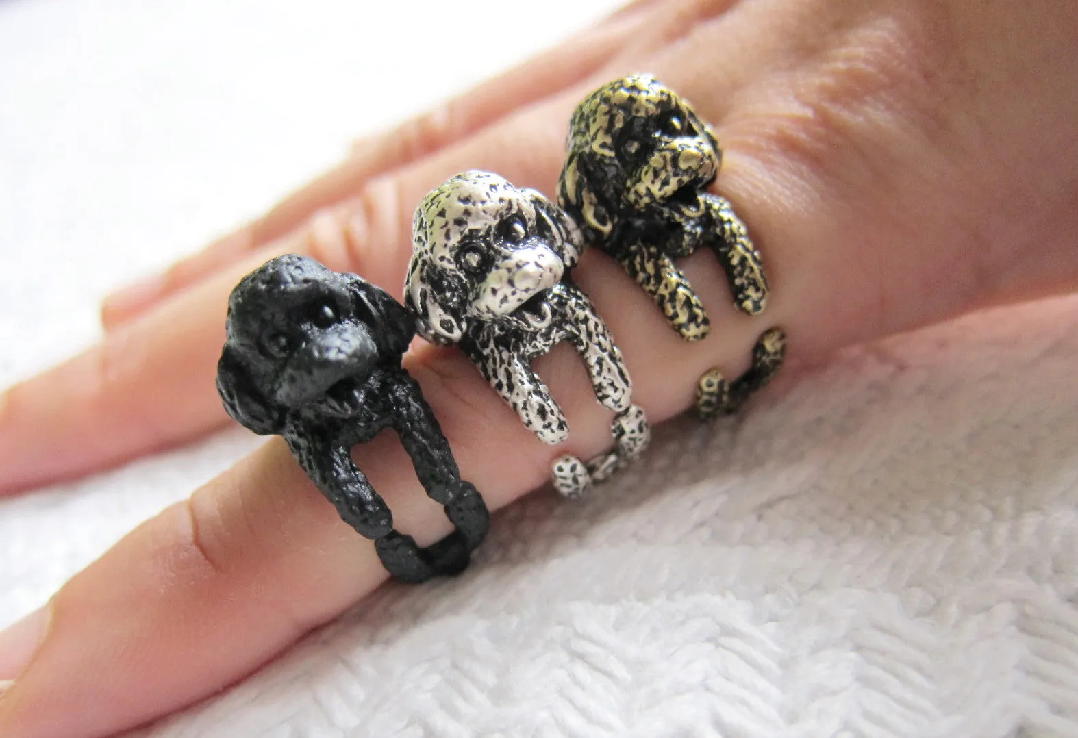 Animal Poodle Dog Ring; Animal Wrap Ring; Cute Puppy Dog Ring; Adjustable Puppy Dog Ring;