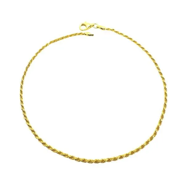 Ankle Bracelet: Gold Vermeil 'Rope' Chain  (AG4008)