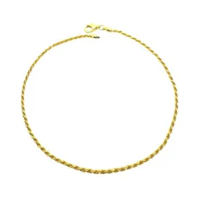 Ankle Bracelet: Gold Vermeil 'Rope' Chain  (AG4008)