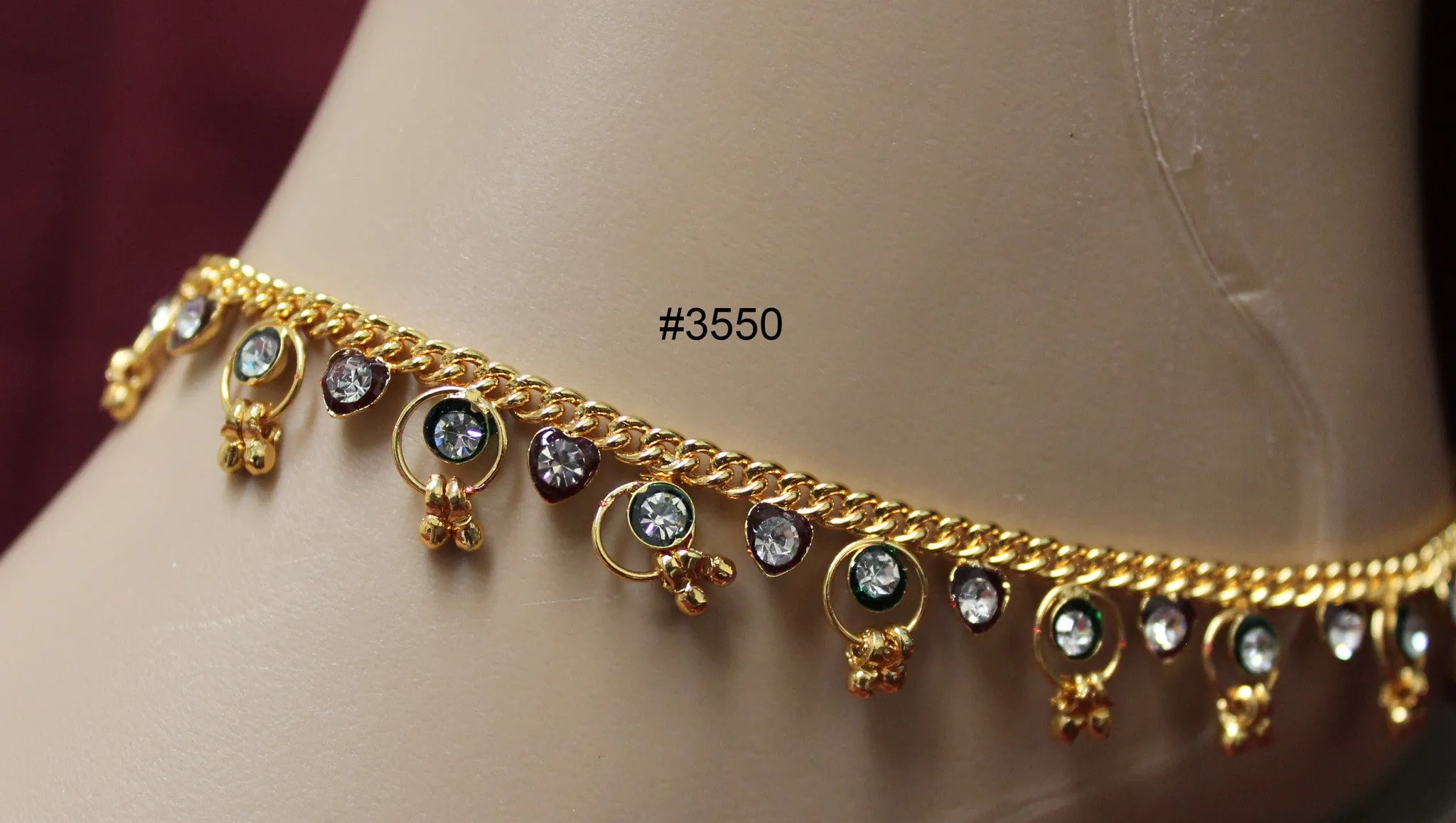 Anklet Payal 3550 Golden Meenakari Anklet Payal Shieno Sarees Pleasanton