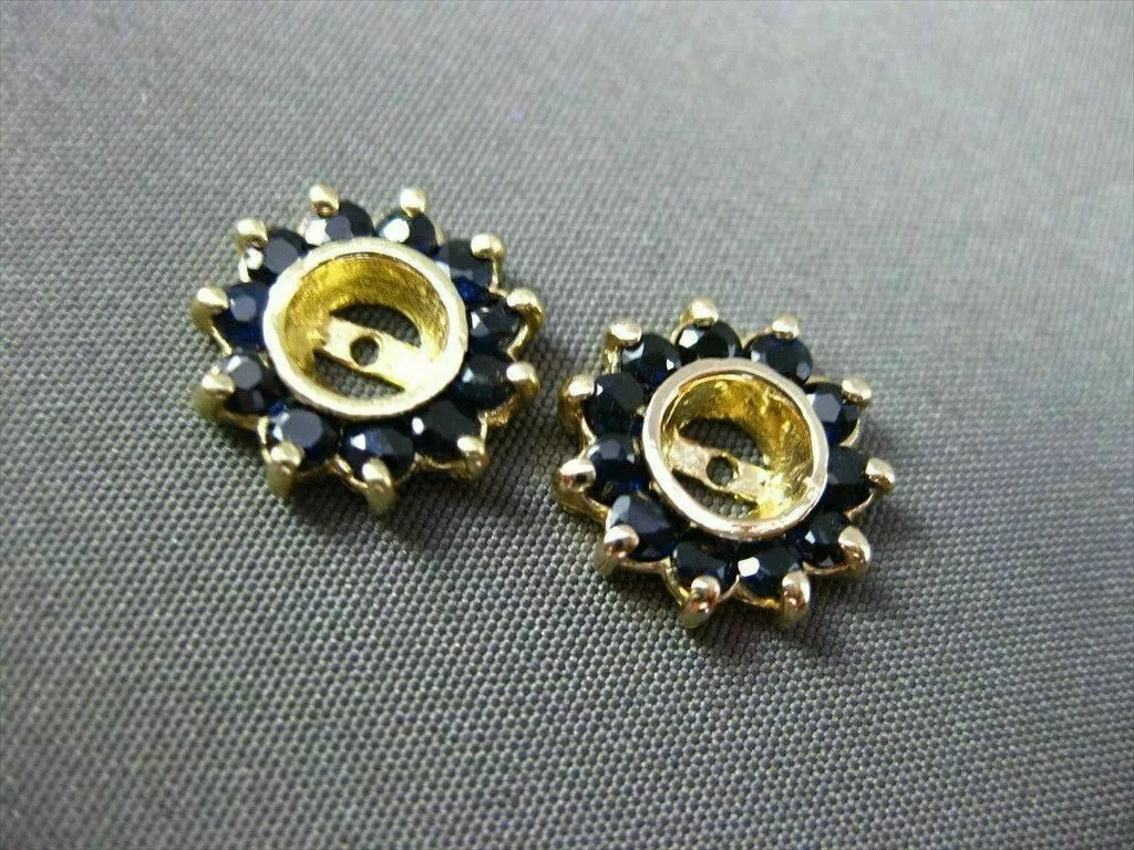 ANTIQUE .48CT AAA ROUND SAPPHIRE 14KT YELLOW GOLD EARING JACKETS 11mm #20877