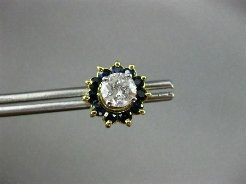 ANTIQUE .48CT AAA ROUND SAPPHIRE 14KT YELLOW GOLD EARING JACKETS 11mm #20877