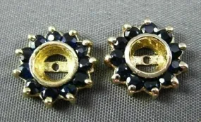 ANTIQUE .48CT AAA ROUND SAPPHIRE 14KT YELLOW GOLD EARING JACKETS 11mm #20877