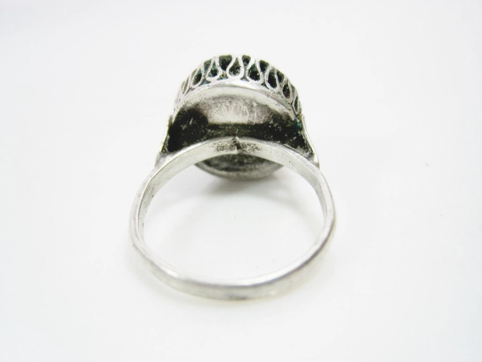 Antique Ottoman Balkan Silver Filigree Ring Size 6