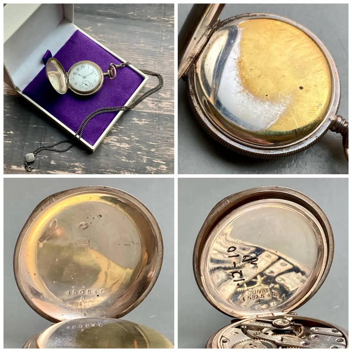 Antique Pocket Watch German Silver Unbranded Manual Hunter Case 34mm Vintage