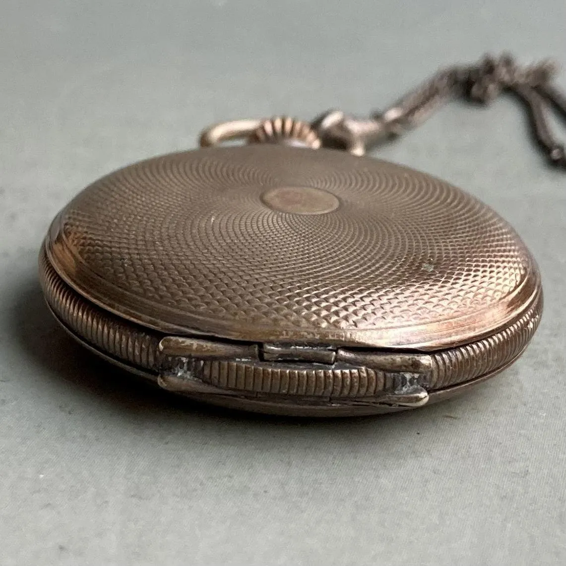 Antique Pocket Watch German Silver Unbranded Manual Hunter Case 34mm Vintage