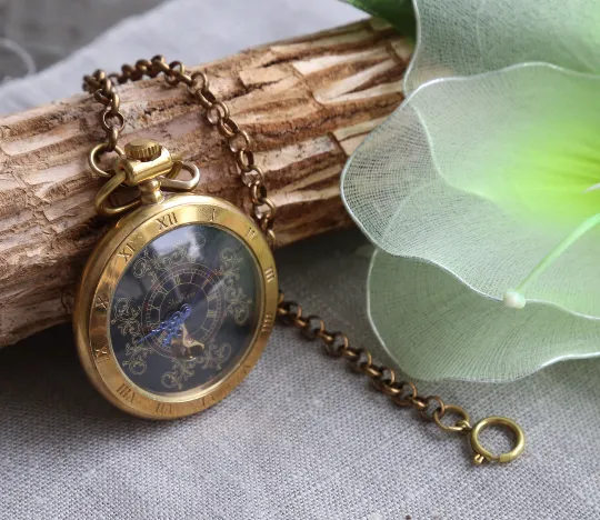 Antiqued Golden Tone Pocket Watch Copper Steampunk Winding Mechanical Vintage Pocket Watch- Father's Day Gift  MPW012