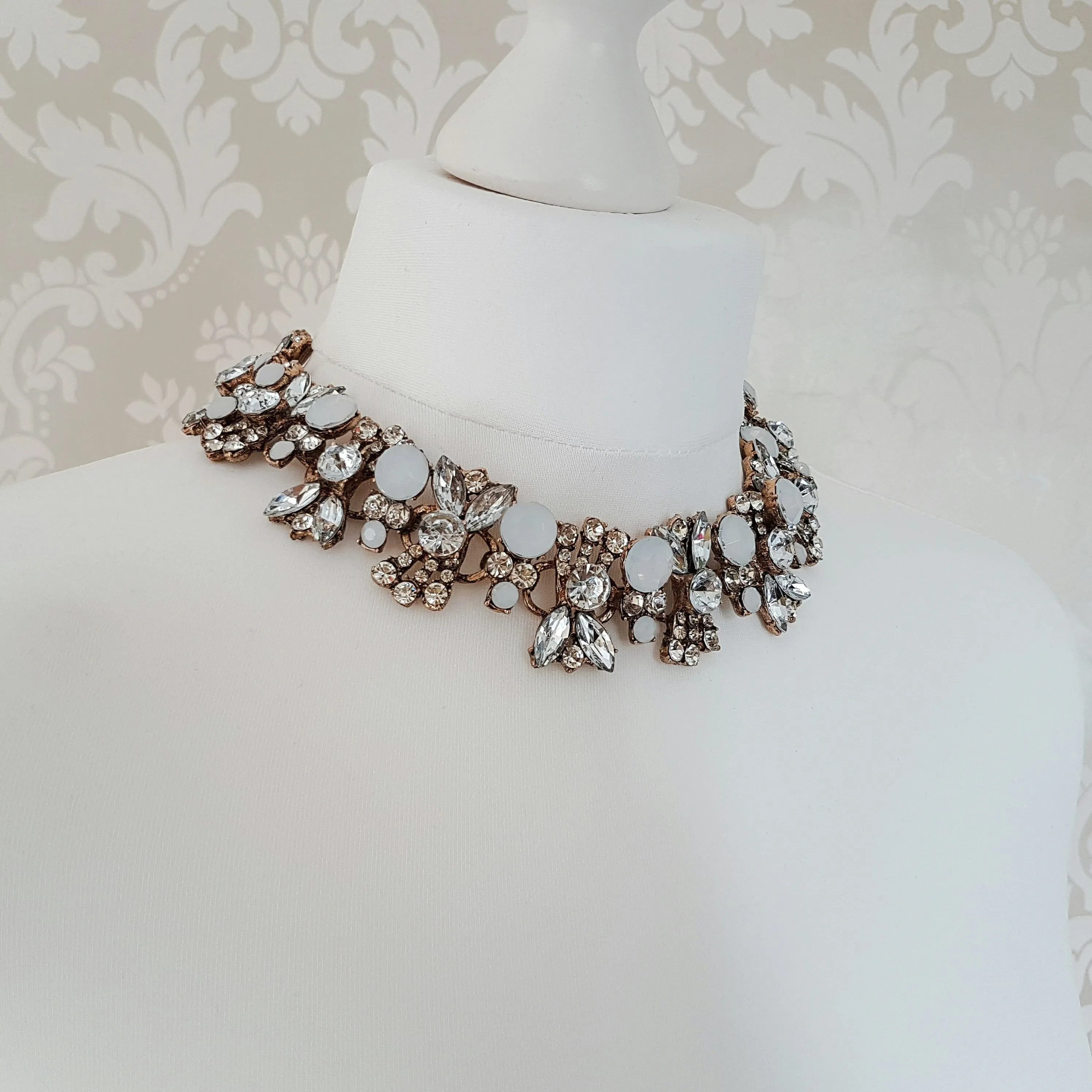 ANYA White & Gold Statement Necklace