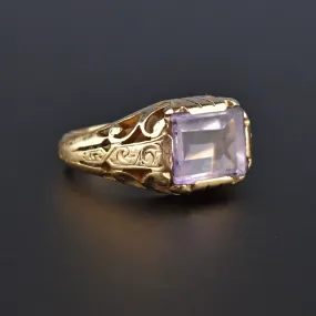 Art Deco Rose de France Amethyst 14K Gold Ring