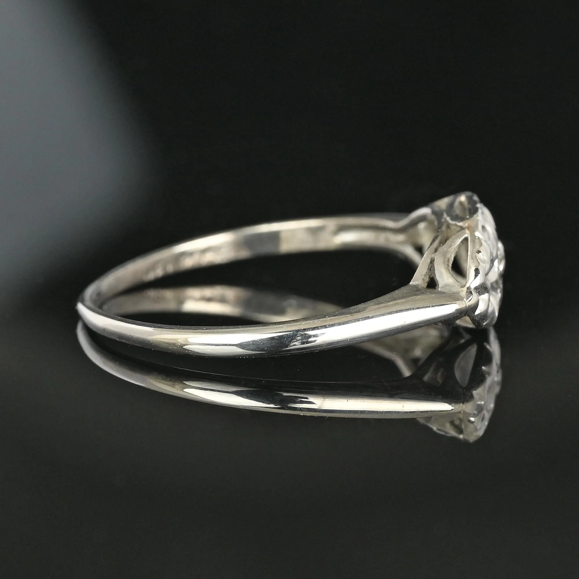 Art Deco Style 10K White Gold Diamond Star Ring