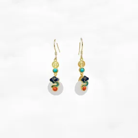 Auspicious Clouds White Jade Earrings