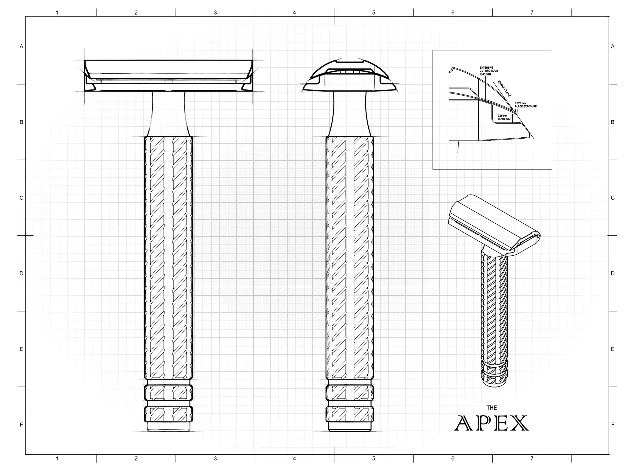 Aylsworth Razors The Apex Stainless Steel Closed Comb DE Safety Razor