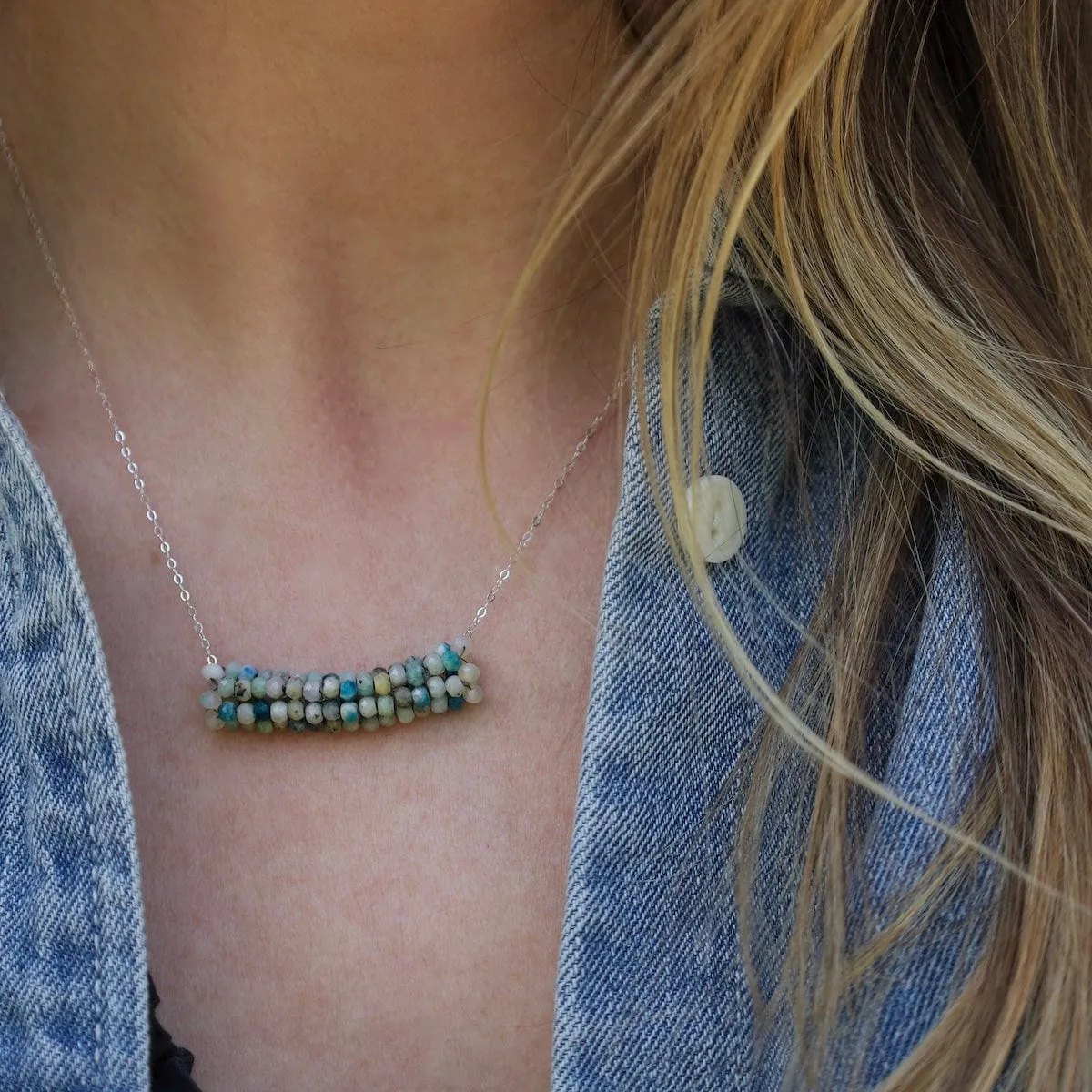 Azurite with Opal Trim Necklace