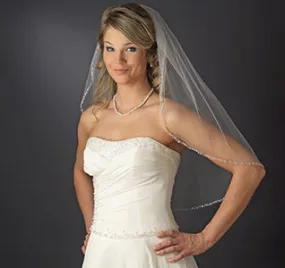 Beaded Edge Elbow Length Bridal Veil