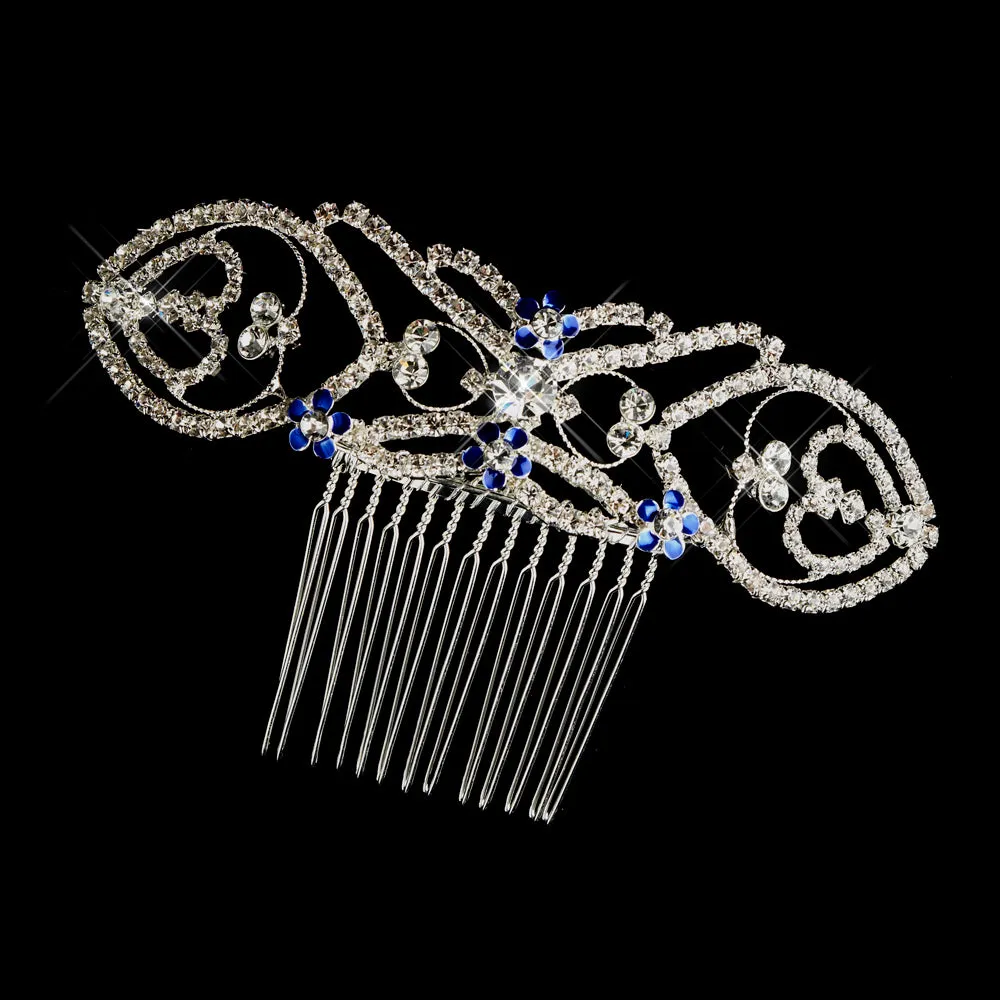 Bella Crystal Bridal Hair Comb Blue