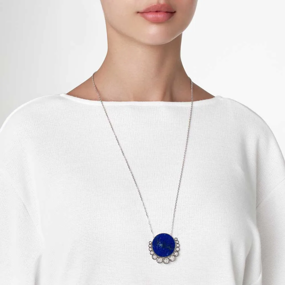 Bint Al Matar White Gold Lapis Lazuli Large Necklace