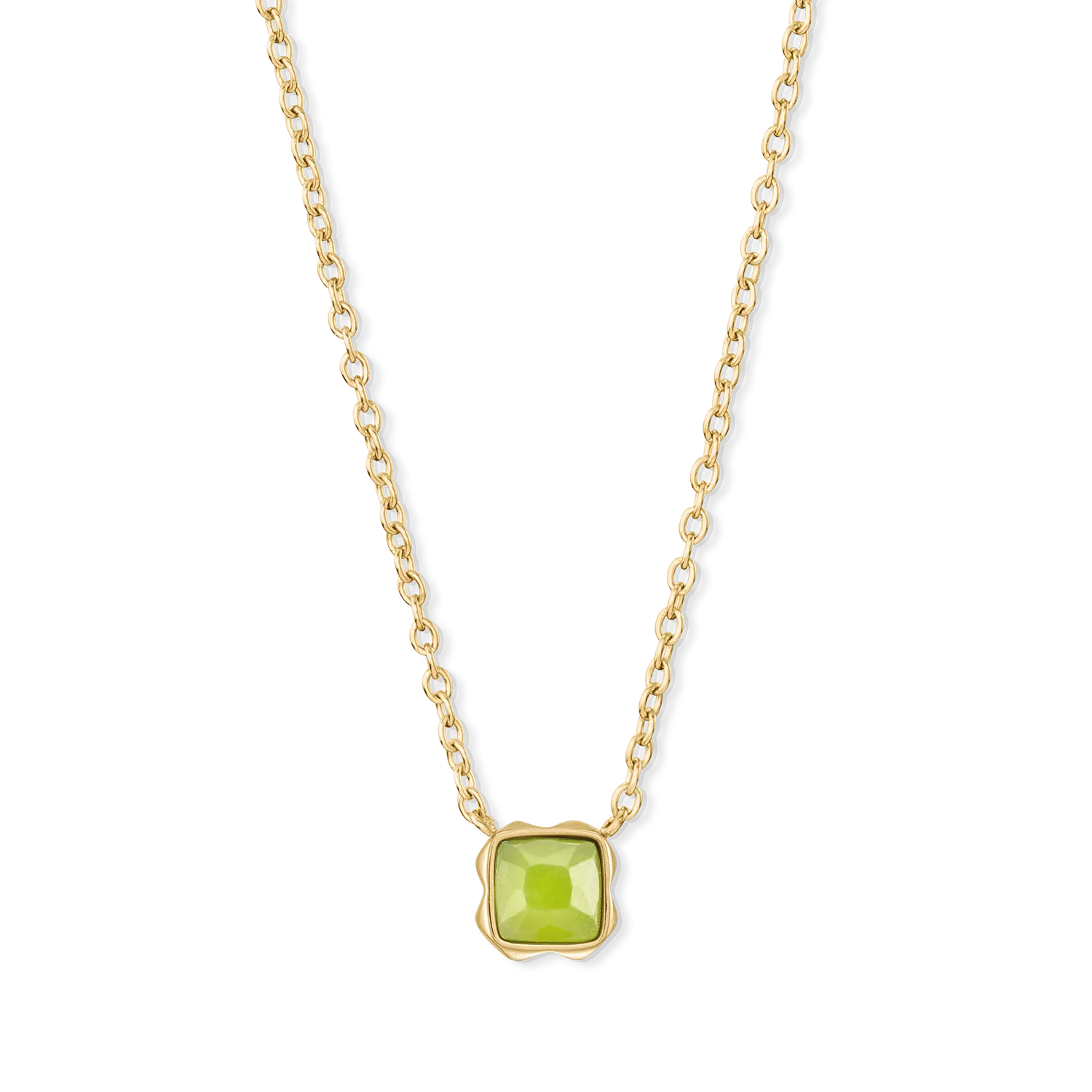 Birthstone August Necklace Green Jade Gold