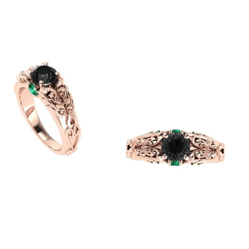 Black Diamond Gothic Engagement Ring