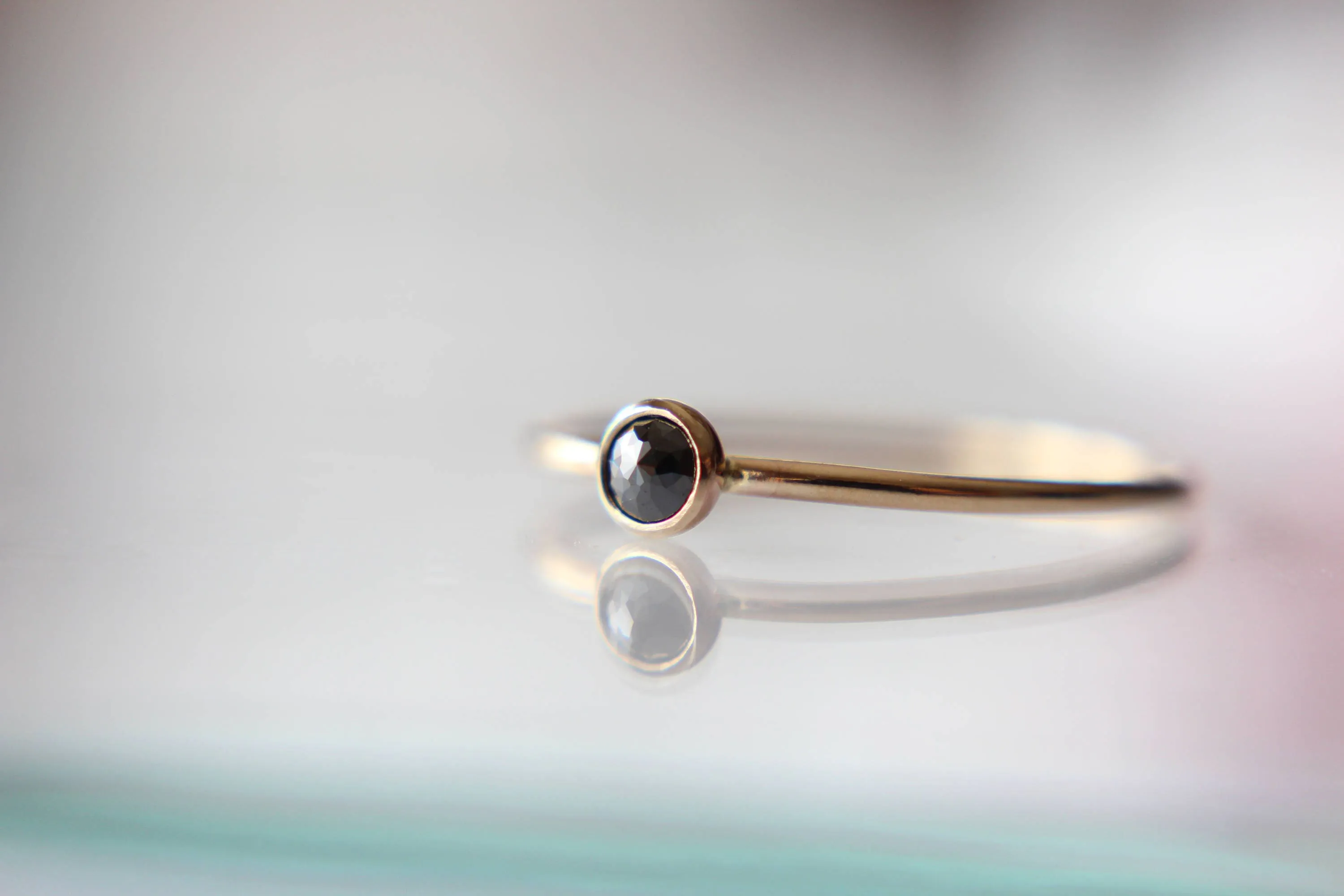 Black Diamond Ring, Genuine Diamond Ring, Black Diamond, Slim Ring, Minimalist Ring, Gift, Gemstone Ring, Tiny Diamond Ring, Diamond Ring