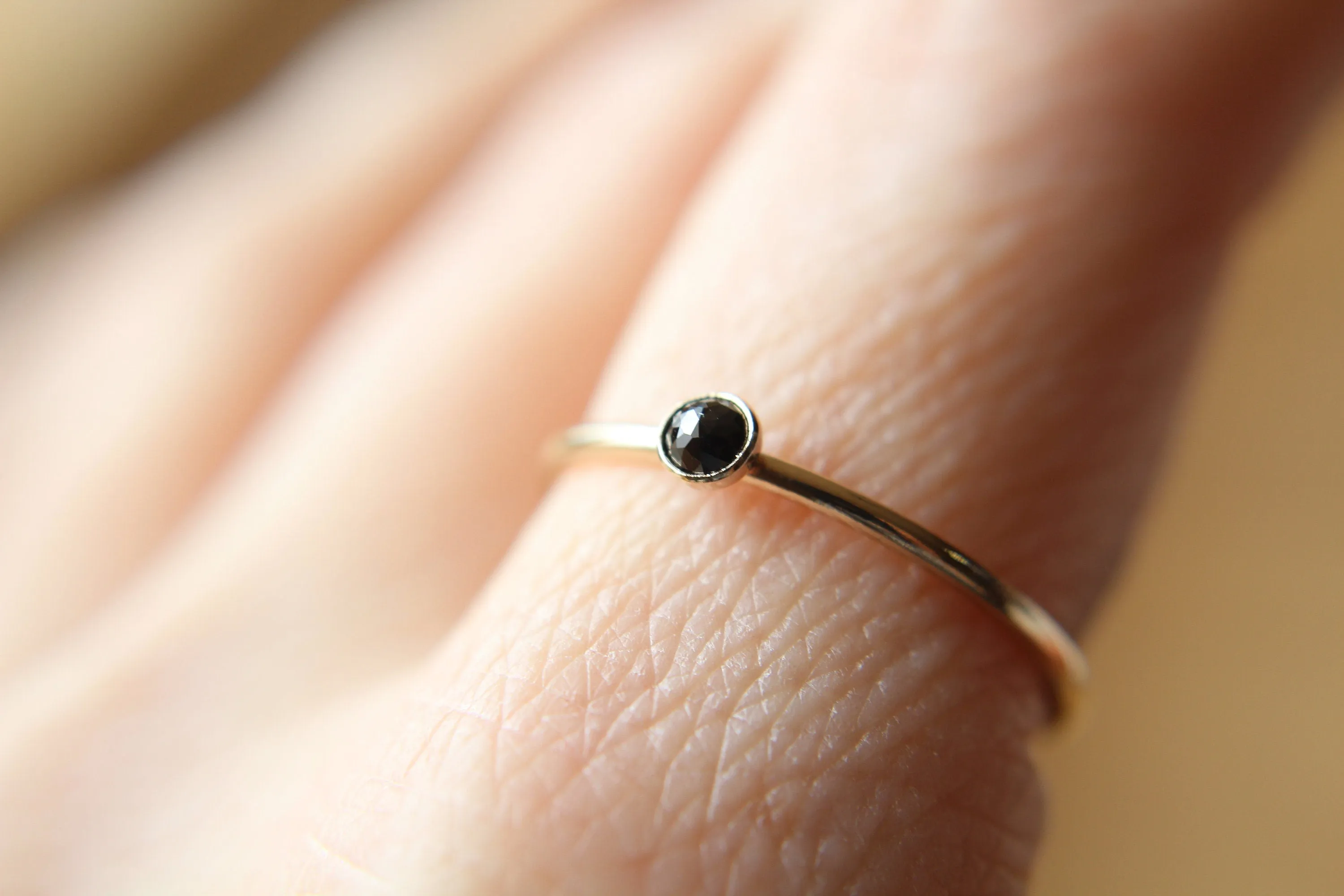 Black Diamond Ring, Genuine Diamond Ring, Black Diamond, Slim Ring, Minimalist Ring, Gift, Gemstone Ring, Tiny Diamond Ring, Diamond Ring