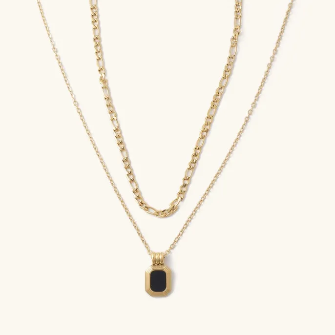 Black Onyx Double Chain Necklace