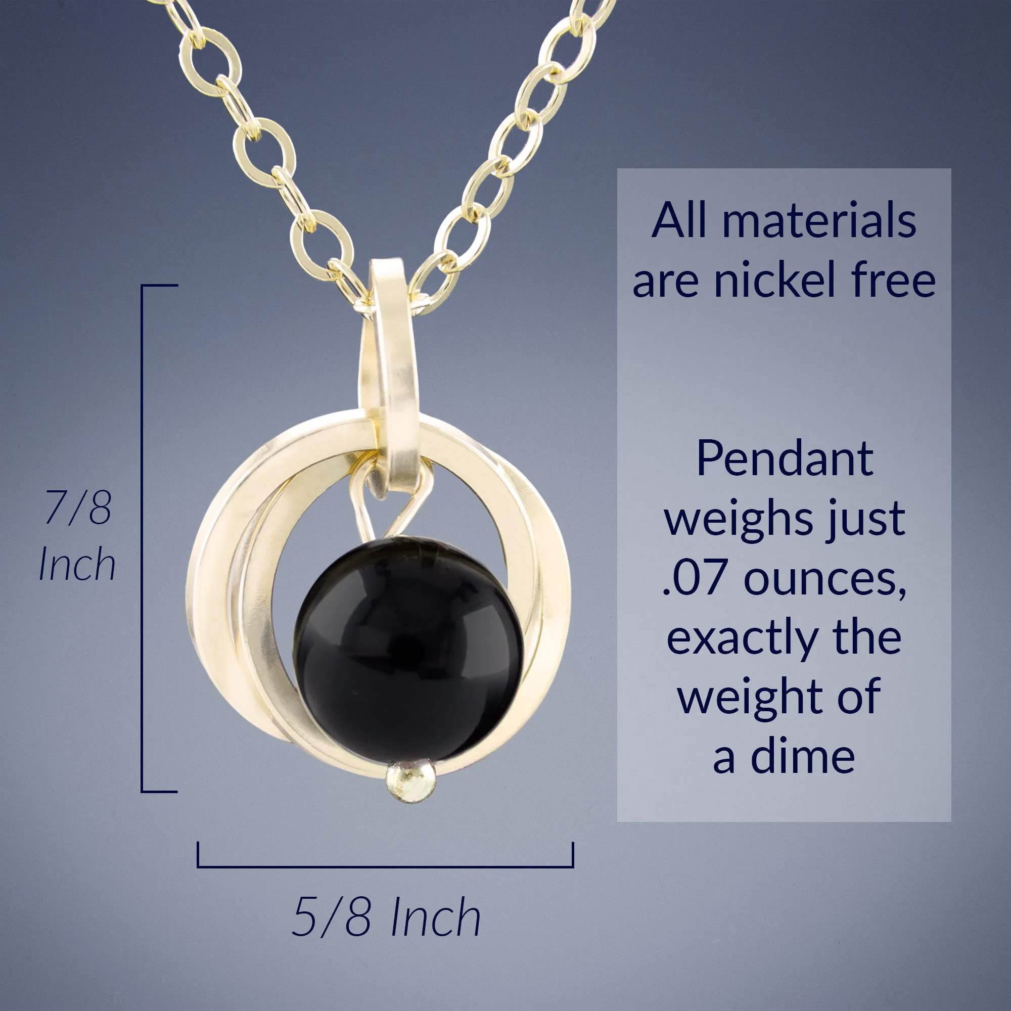 Black Onyx Gemstone Jewelry Gift Set with Dangle Earrings and Pendant Necklace in 14K Gold Fill