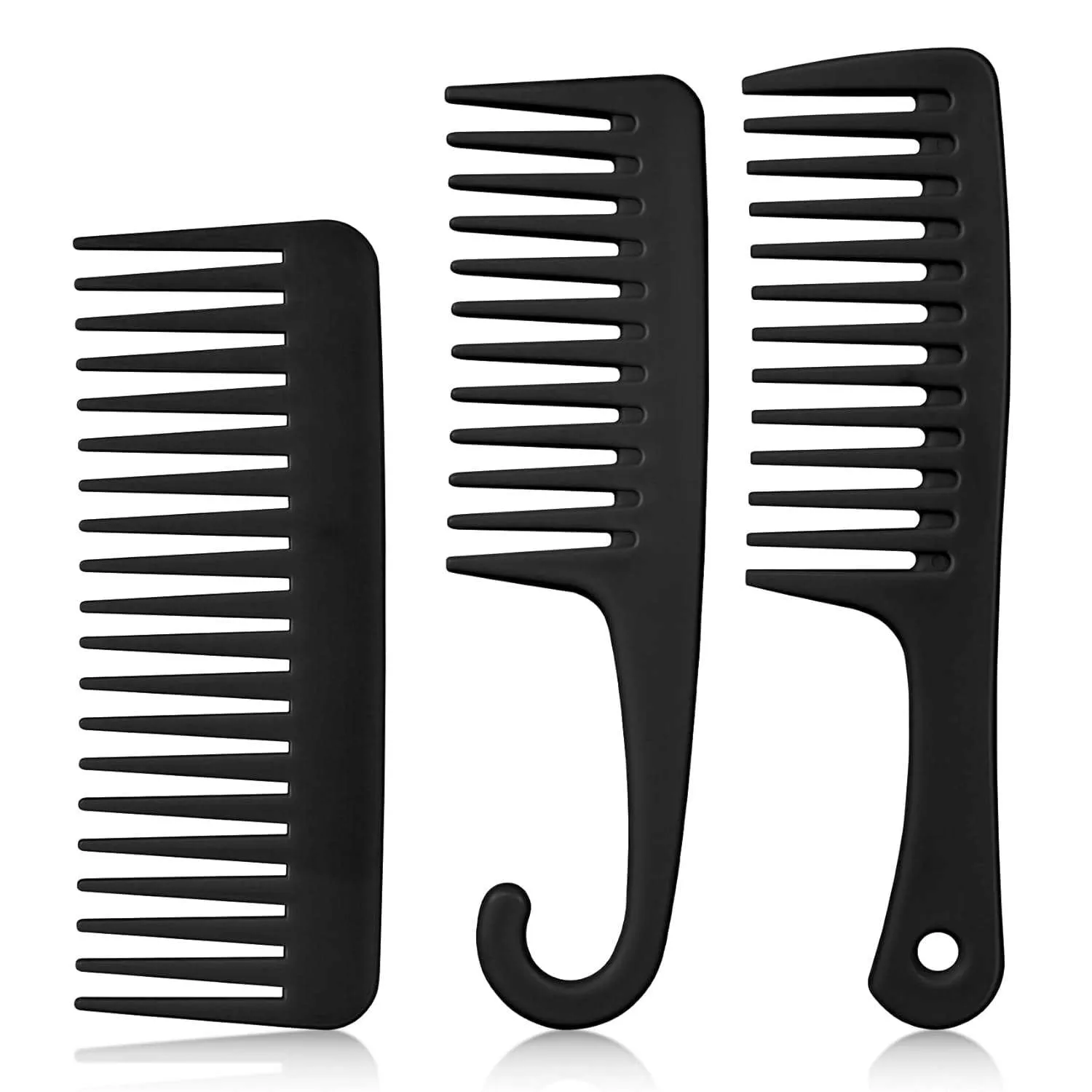 Black Wide Tooth & Detangler Comb Set 3PCS